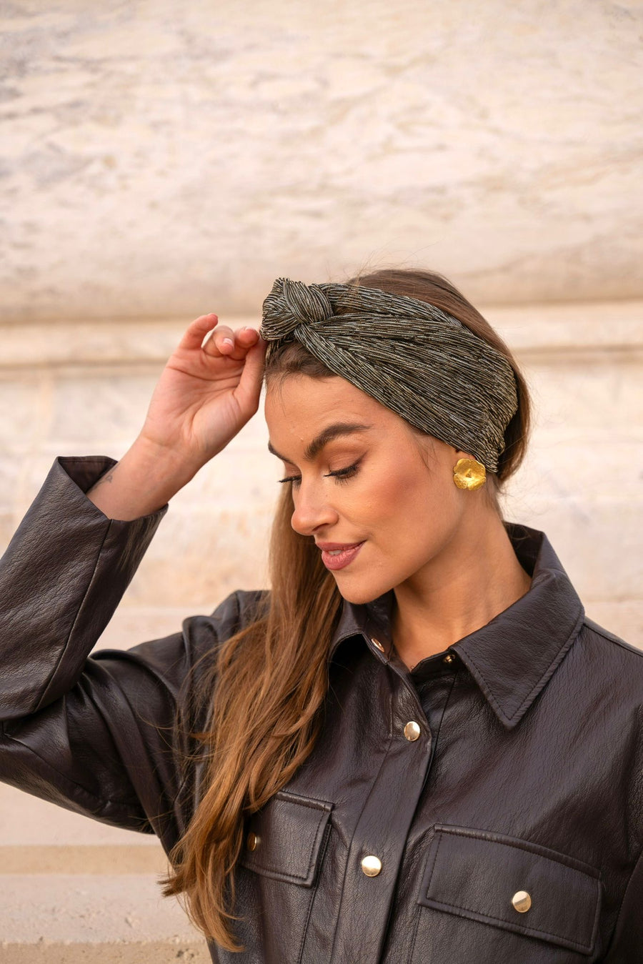 Turban Lurex calypso marron