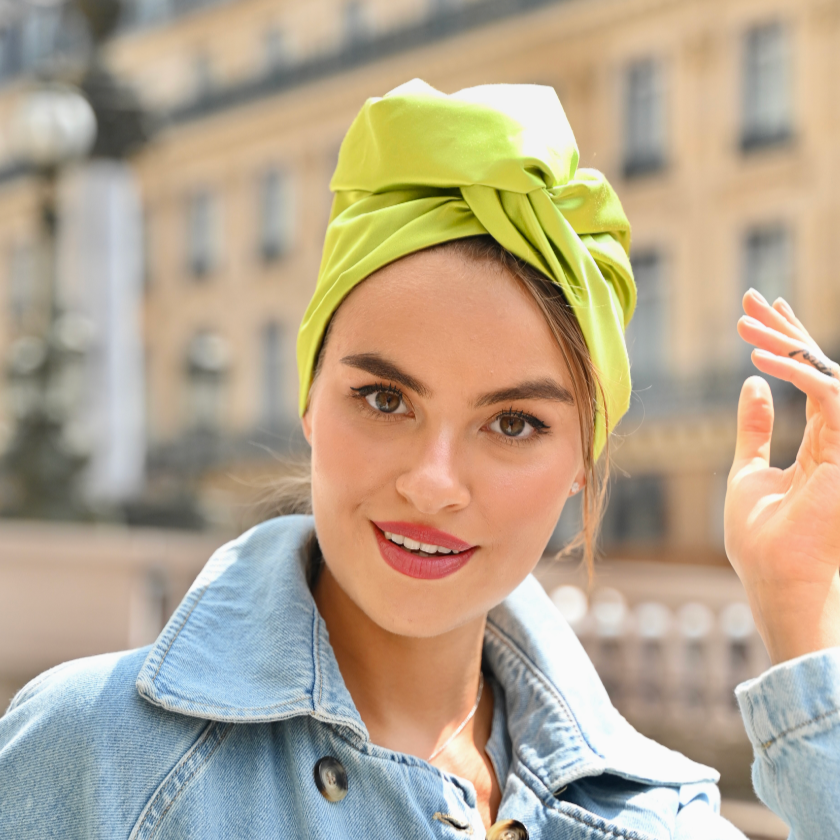 Turban Satin Duchesse Vert Lime