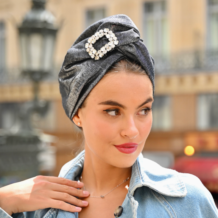 Turban Jacquard Argenté