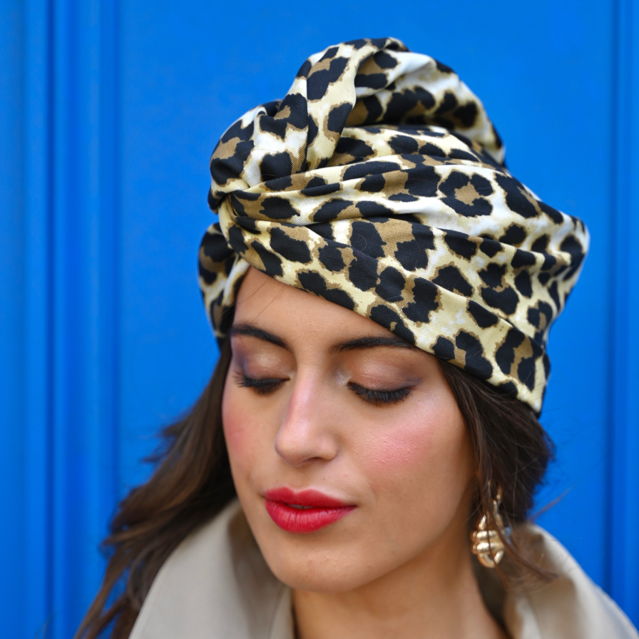 Turban Coton Leopard Chic