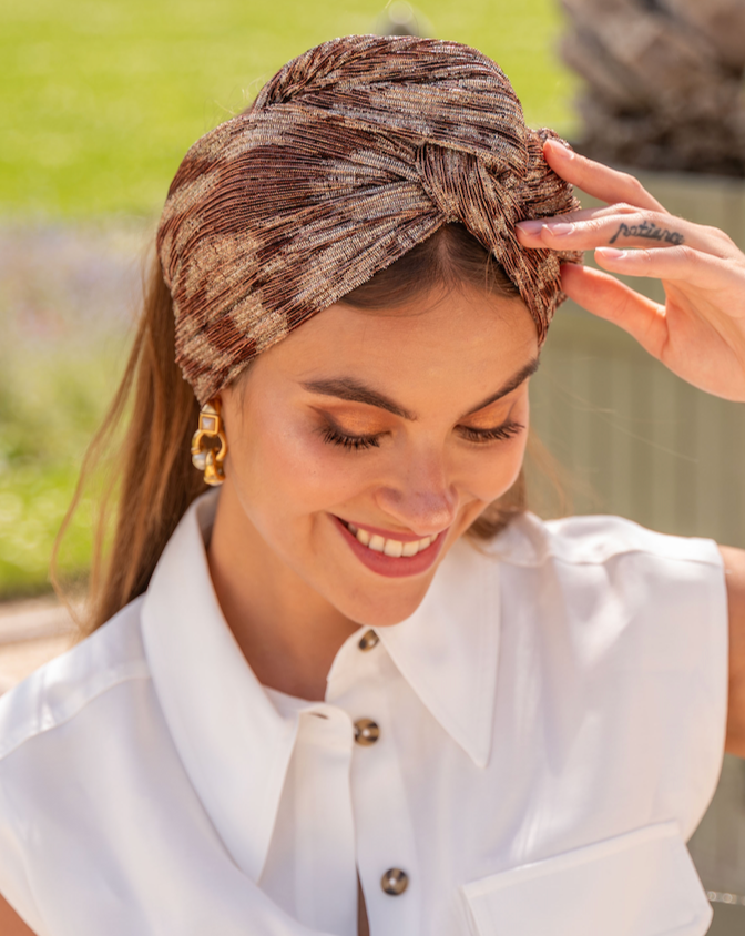 Turban Lurex Or Marron