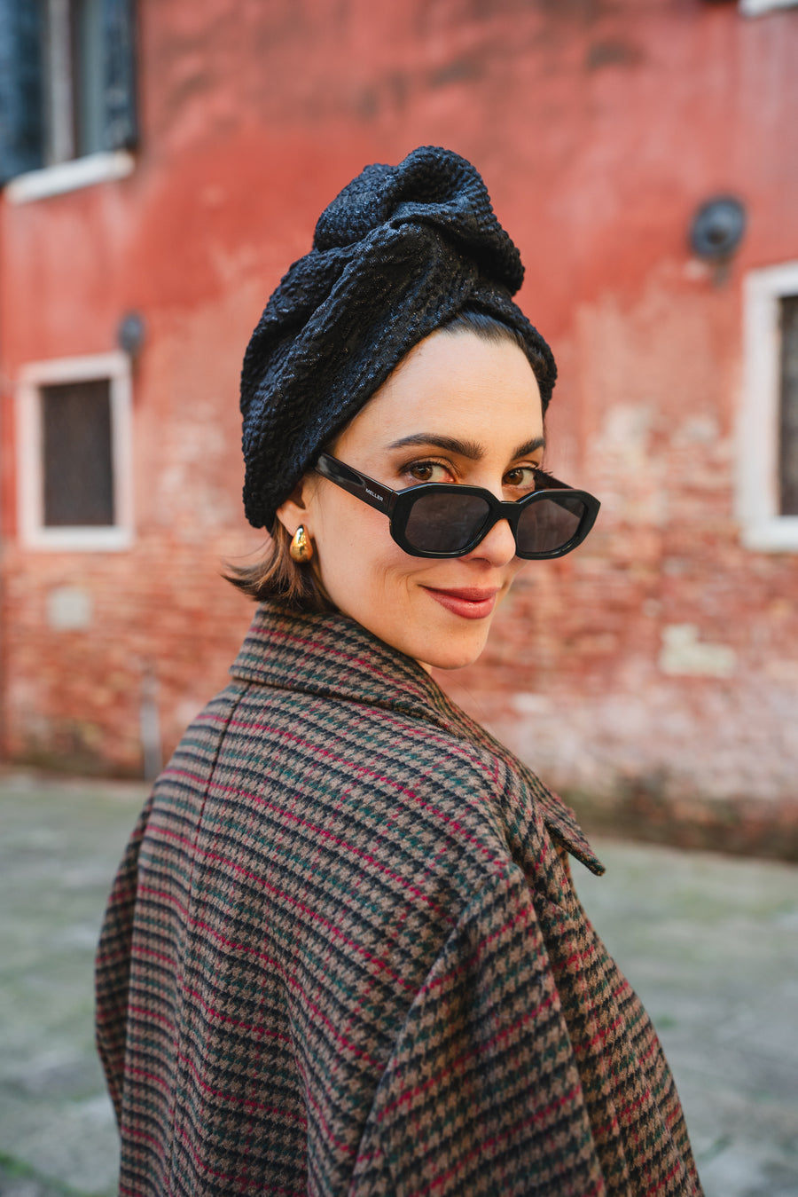Turban Dahlia – Luxe Premier Noir Brodé