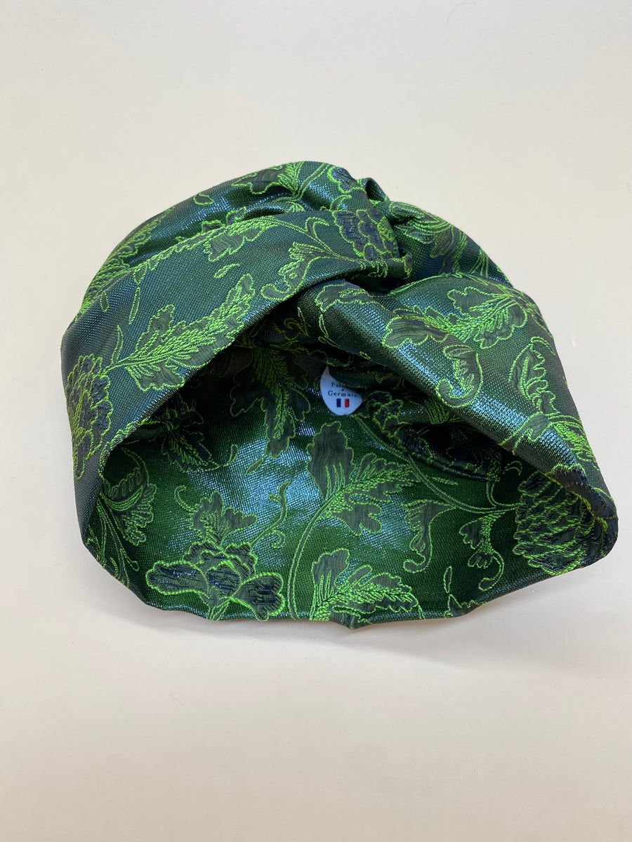 Turban JACQUARD FLORAL VERT