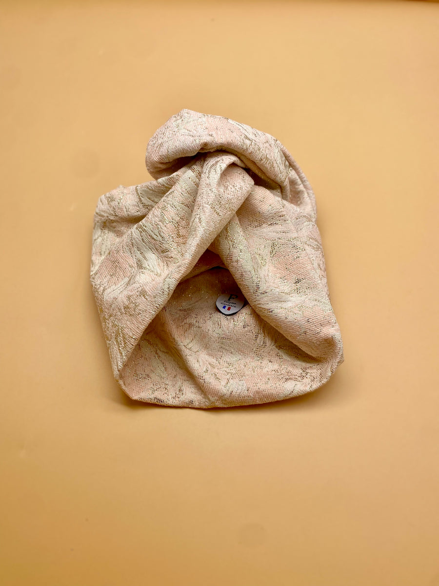 Turban Jacquard Rose Pâle doré