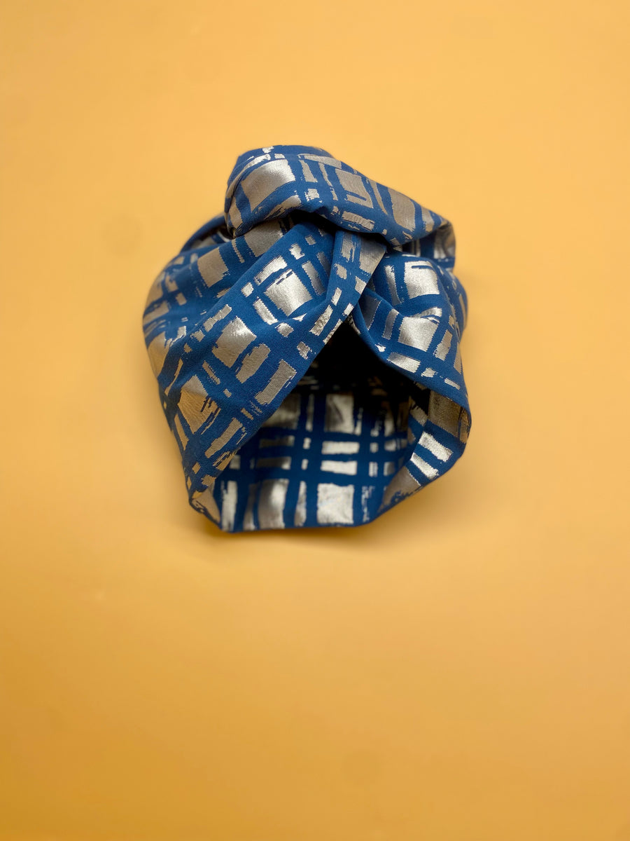 Turban Jacquard Blue Premium