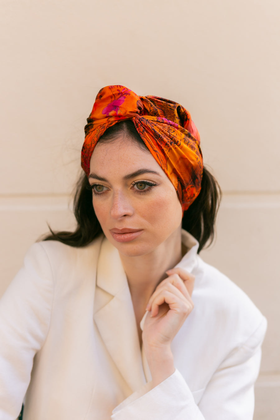 Turban Soie 100% Safari Orange