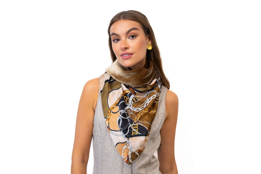 TRIANGLE DE SOIE BI MATIERE XXL CHAÎNES