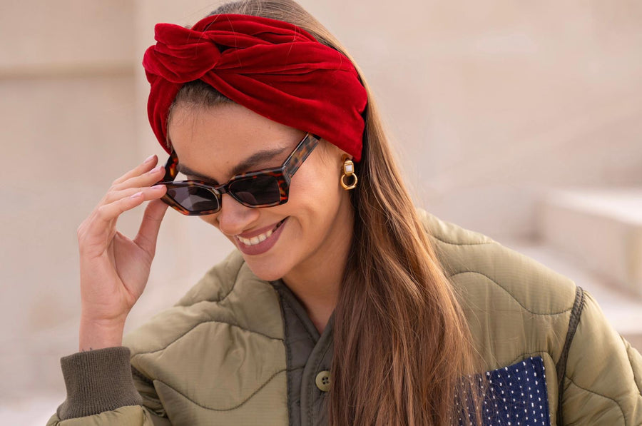 Turban velours de soie Carmen bordeaux