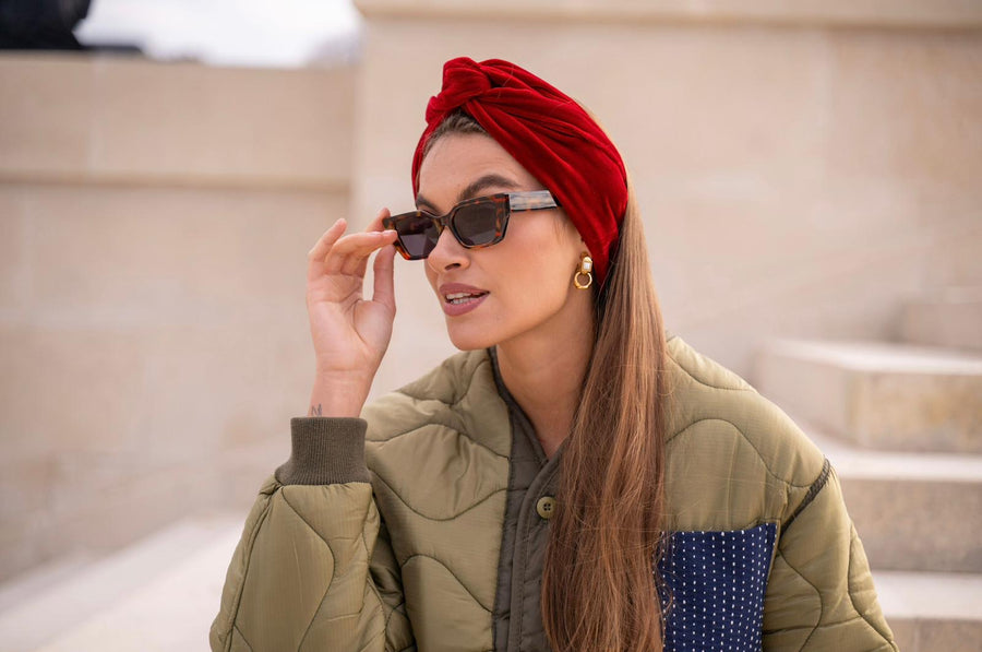 Turban velours de soie Carmen bordeaux