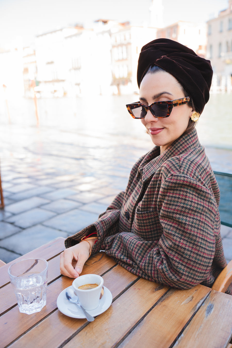 Turban Palazzo – Velours Marron Luxe