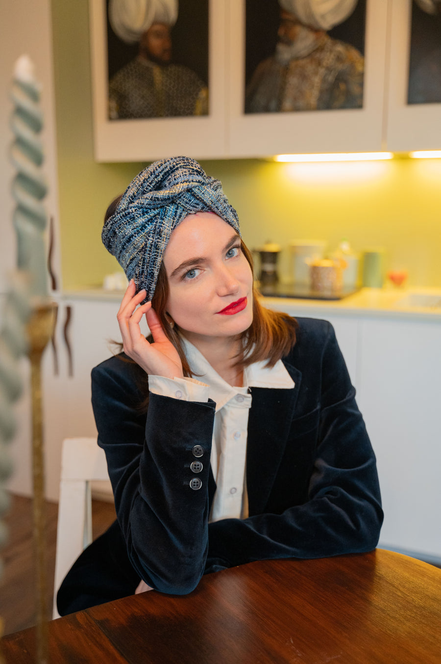 Turban Tweed Blue