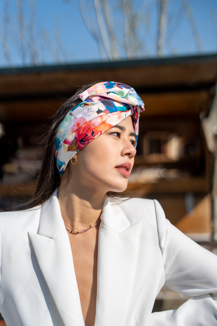 Turban Satin de soie Floral