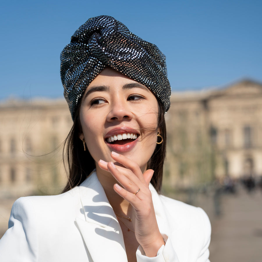 Turban Sequins Argentés