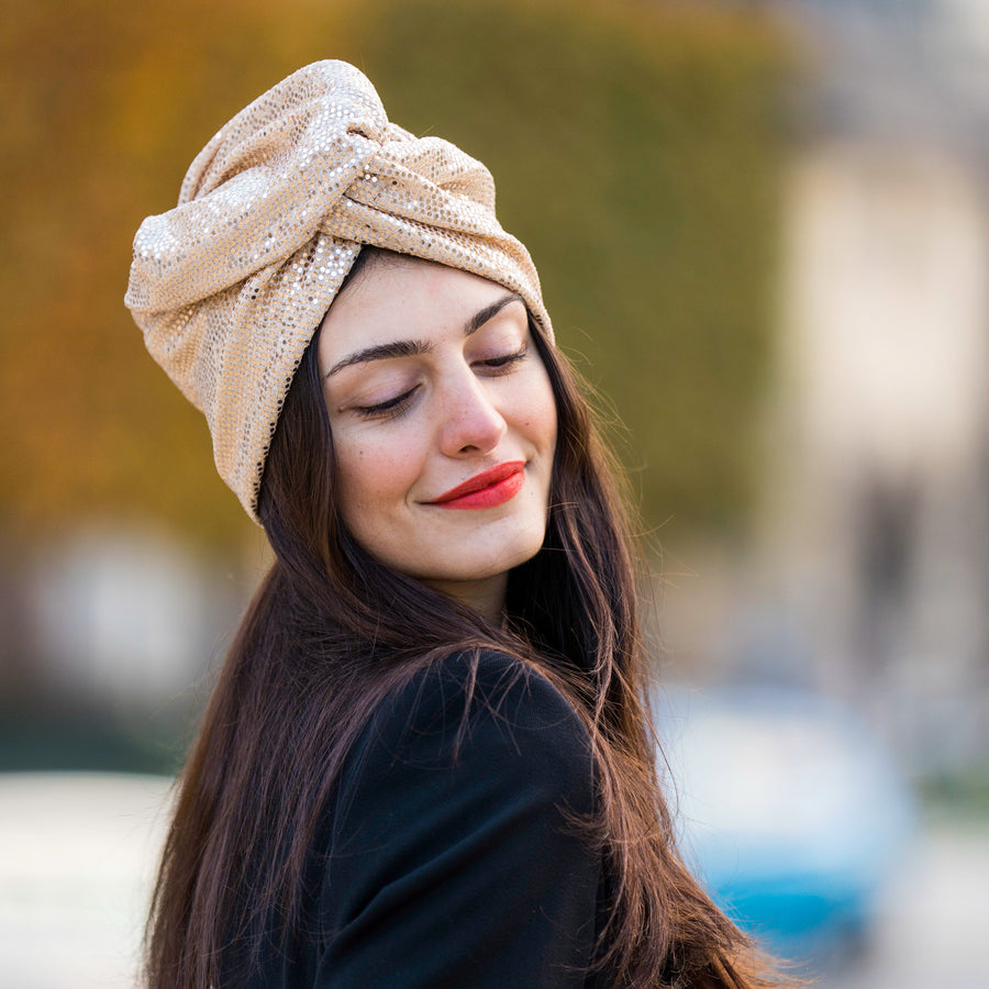 Turban Sequins White