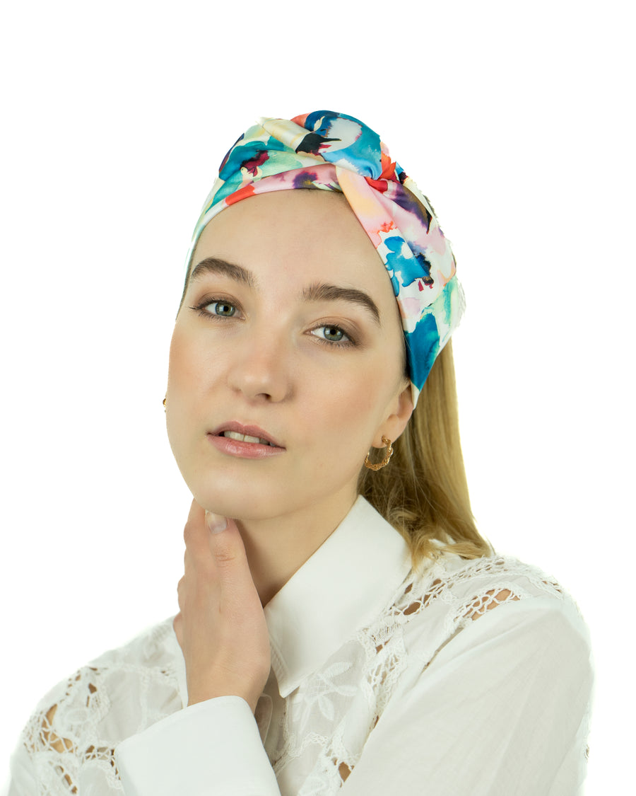 Turban Satin de soie Floral
