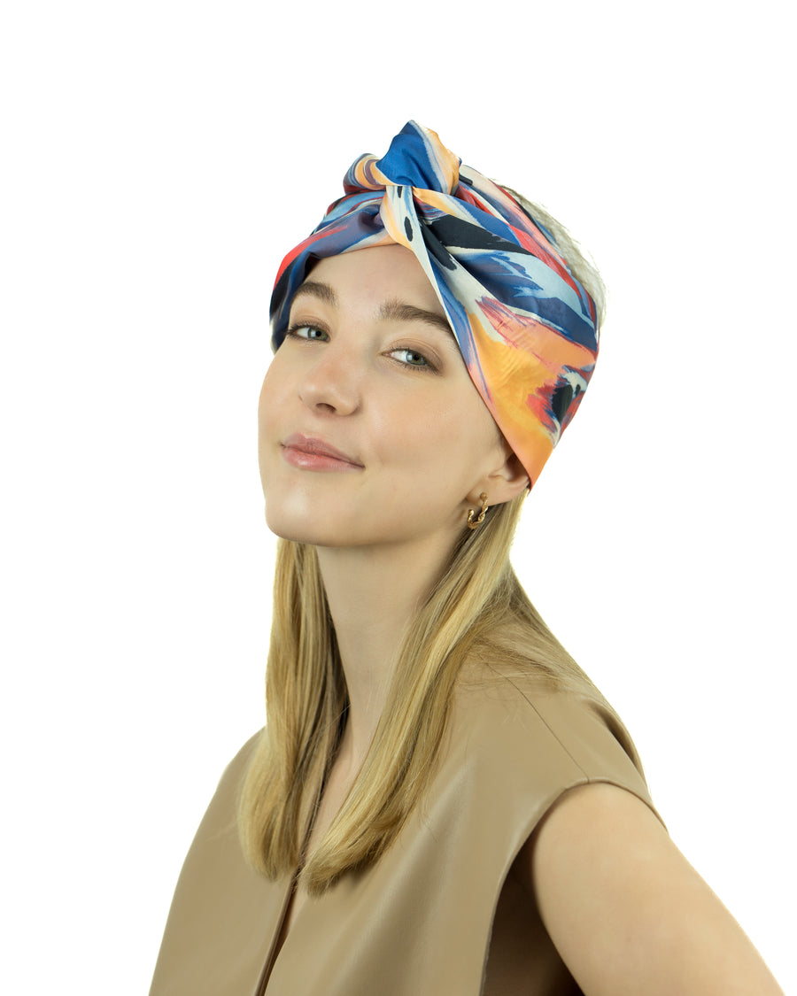 Turban Satin de soie Perroquet